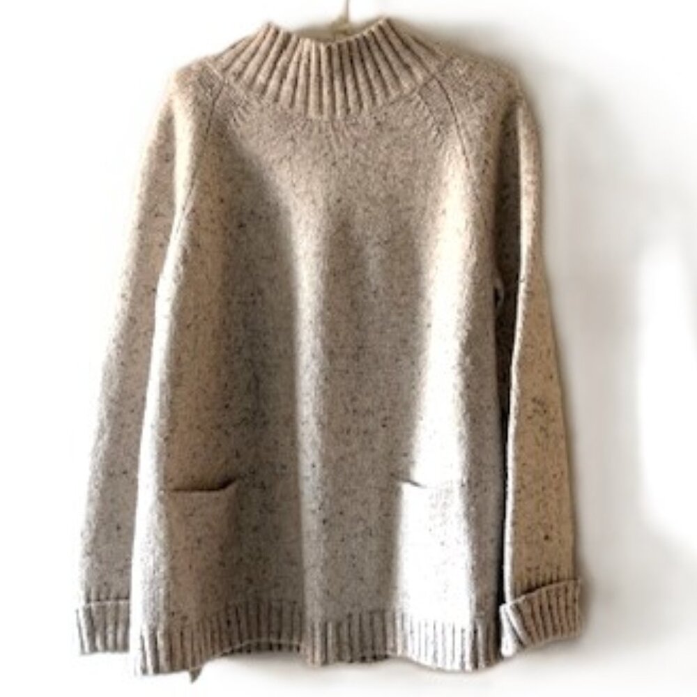 J. Jill Cream Mock Turtleneck Sweater with Front Pockets